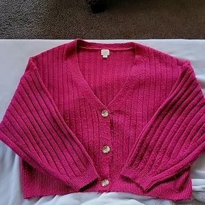 New, A New Day. Hot pink/Magenta, soft cardigan, size Large